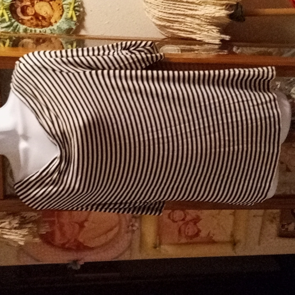The Limited Black and White Striped Cowl Neck Tunic
